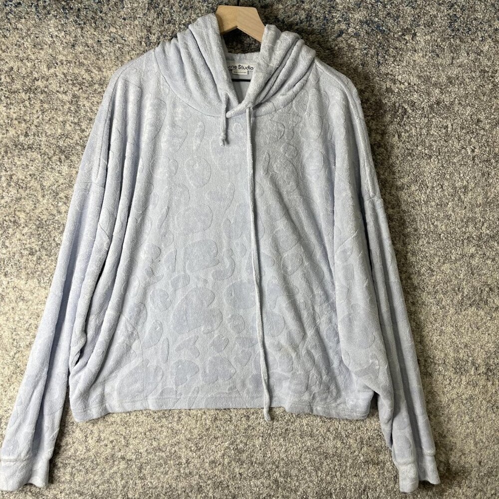 Acne Studios Hoodie Mens Large Light Blue Terry Zip‎ Up Modal Blend Portugal